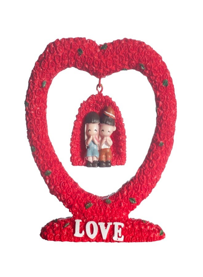 Lilone Romantic Couple Showpiece Heart Shape Valentine Gift for Girlfriend Boyfriend (4x4x2 Inch, Red) - Image 1